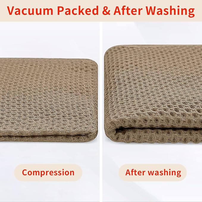 Homaxy 100% Cotton Waffle Weave Kitchen Dish Towels 6-Pack, Tan | 13 x 28 Inches, Ultra Soft Absorbent Dish Towels, Quick Drying Cleaning Towels