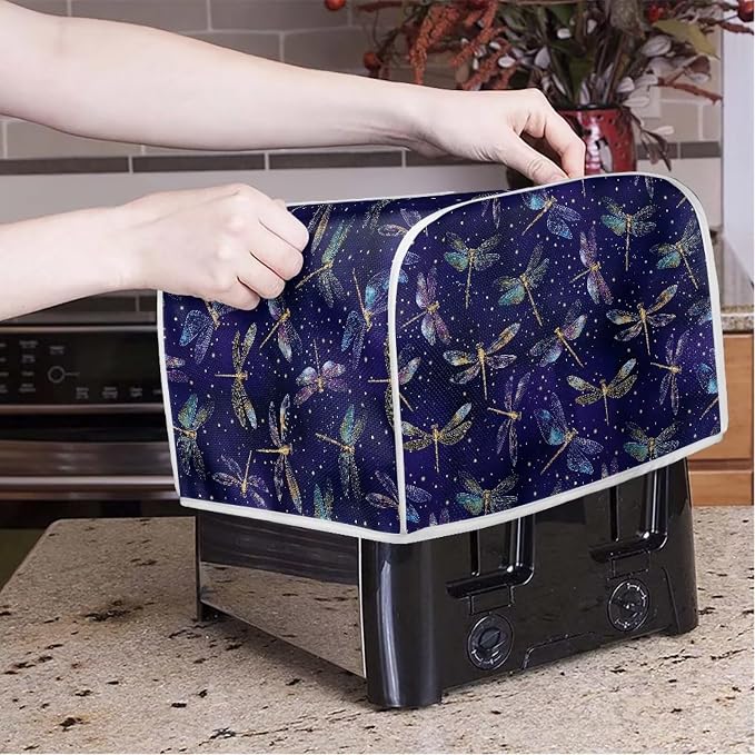 Dragonfly Print Toaster Cover 2 Slice Bread Toaster Oven Dustproof Cover, Waterproof Kitchen Small Appliance Cover Table Home Kitchen Decor