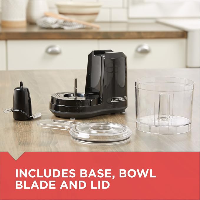 BLACK+DECKER 1.5-Cup Electric Food Chopper, One Touch Pulse, 150W Motor, Stay-Sharp Blade, Dishwasher Safe (Pack of 2)