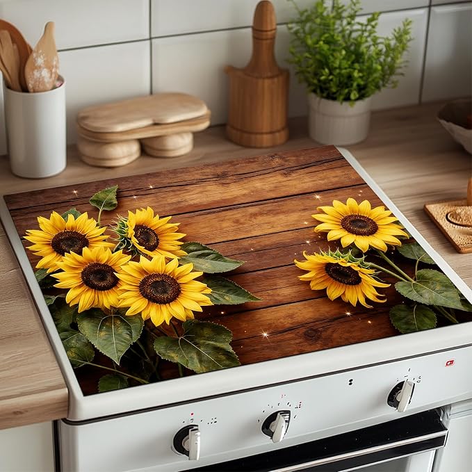 HOMETITUTE Spring Stove Top Cover 28x20 Sunflower Inspirational Heat Resistant