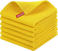 Homaxy 100% Cotton Waffle Weave Kitchen Dish Cloths 6-Pack, Yellow | 12 x 12 Inches, Ultra Soft Absorbent Dish Towels, Quick Drying Dish Rags with Hanging Loop