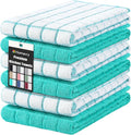 Homaxy Large Premium Cotton Kitchen Towels 16"x 28", 6 Pack, Aqua | Natural Ring Spun 390 GSM Dish Towels, Super Absorbent Terry Kitchen Hand Towels, Soft Tea Towels with Hanging Loop