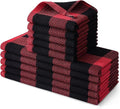 Homaxy Kitchen Towels and Dishcloths Set, Set of 10, Black & Red | Bulk Cotton Waffle Weave Check Plaid Kitchen Towels, Super Soft and Absorbent Dish Cloths, 12 x 12 and 13 x 28 Inches