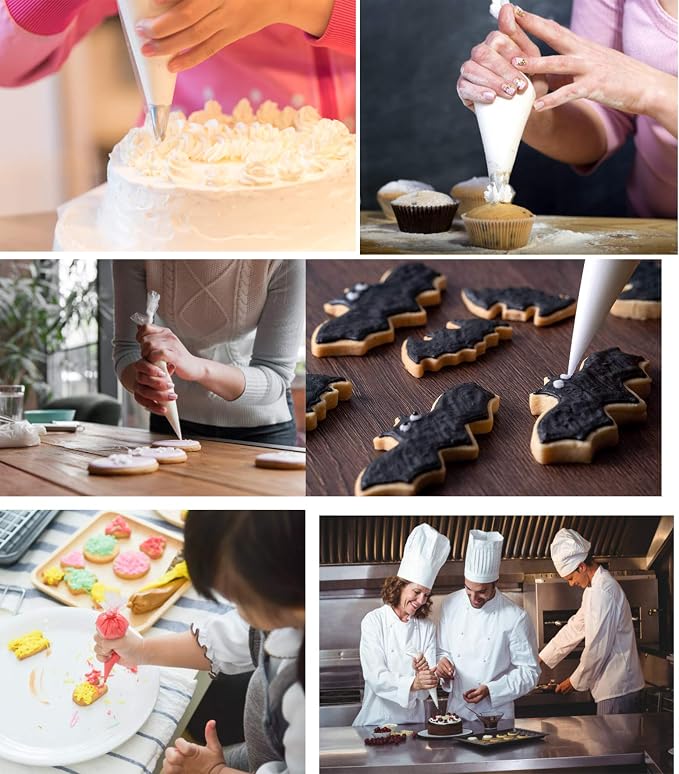 Piping Pastry Bag Pack of 200 Plastic Disposable Cream Pastry Bag Cake Icing Sugarcraft Cupcake Piping Decorating Tool For Baking Supplies (Medium 12'' 200pcs)