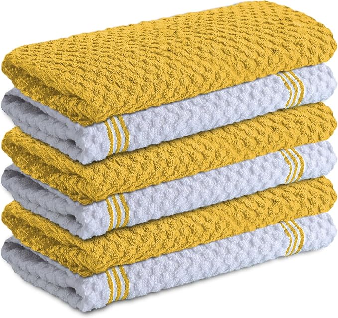 Infinitee Xclusives Kitchen Towels - 6 Pack - Cotton Dish Towel |15" x 25"| | 100% Cotton, Highly Absorbent Tea Towels - Lint Free, Soft, Durable & Quick Dry, Ideal for Drying Dishes & Kitchen Cleaning