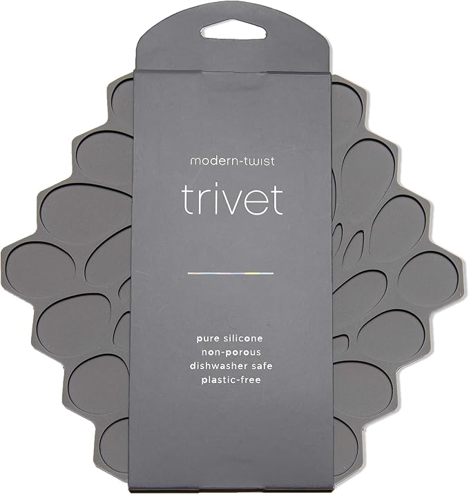 7 x 7" Hive Interlocking Silicone Trivet, BPA, PVC-Free , Heat Resistant Up To 675°F, Non Slip, Protects Table From Heat, Cement Color, Pack of 1