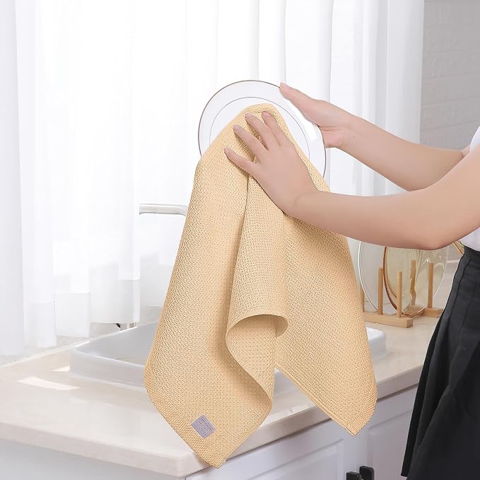 Homaxy 100% Cotton Waffle Weave Kitchen Dish Towels 6-Pack, Apricot | 13 x 28 Inches, Ultra Soft Absorbent Dish Towels, Quick Drying Cleaning Towels