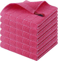 Homaxy 100% Cotton Terry Kitchen Dish Cloths, 6 Pack, Rose Red | Ultra Soft and Absorbent, Suitable for Drying and Washing Dishes