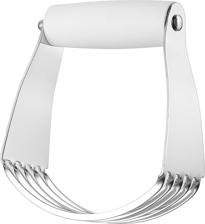 Spring Chef Medium Dough Blender Hand Tool - Durable Pastry Cutter - White | Heavy Duty Dough Mixer w/ Stainless Steel Blades, Professional Pastry Blender for Easy Mixing, Dishwasher Safe