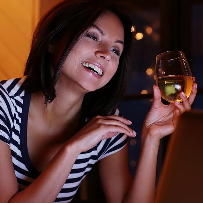 Bravario Unbreakable Stemless Plastic Wine Glasses | Reusable | Shatterproof 100% Tritan Plastic | Dishwasher-Safe | BPA-free | Awesome for Indoor & Outdoor | 20 oz, Set of 4