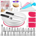 Syntus 65 PCs Cake Decorating Kit with Cake Stand, Cake Baking Supplies | 31 Piping Bags, 24 Piping Tips, Offset & Straight Spatulas, 3 Scrapers, Leveler, 2 Couplers & 1 Tips Brush