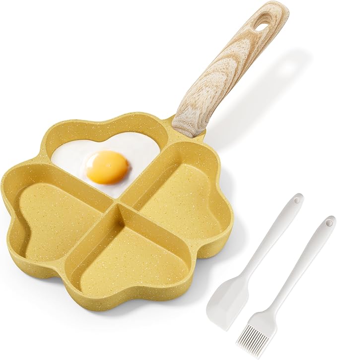 Caannasweis Egg Pan Omelette Pan, 4-Cup Nonstick Breakfast Pan | Skillet, Breakfast Frying Pan Egg Cooker Suitable for Gas Stove & Induction Cookware, PFOA PFOS Free, Yellow