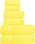 Ultra Soft 6 Pack Cotton Towel Set, Contains 2 Bath Towels 28x55 inch, 2 Hand Towels 16x24 inch & 2 Wash Coths 12x12 inch, Ideal for Everyday use, Compact & Lightweight - Yellow