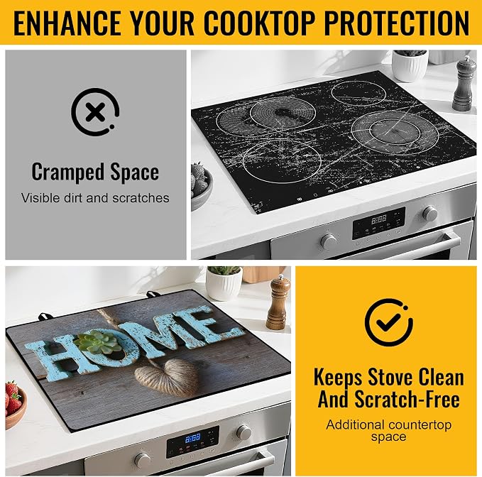 NYZE Stove Top Cover for Electric Stoves, Flat Top Cooktop Protector, Kitchen Extra Counter Space with Home Design