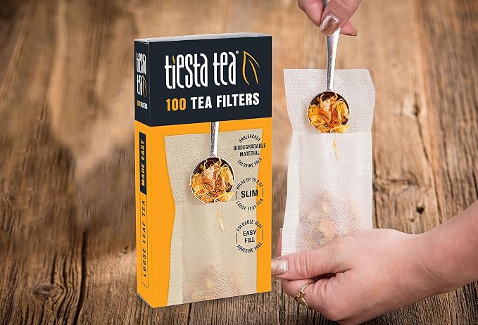 Tiesta Tea Loose Leaf Filters for Brewing | Disposable Infuser for Hot & Iced Drinks, Easy-Fill Steeper, Unbleached Paper, Single-Cup Infuser for Loose Leaves