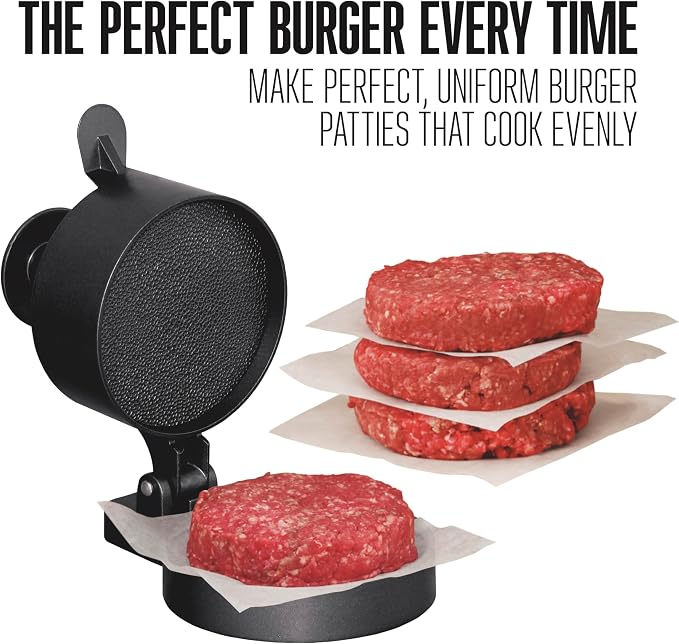 Weston Single Burger Press For 4 1/2" Diameter Patties, 1/4 lbs to 3/4 lbs | Hamburger, Crab Cakes, Sausage Patties | Spring Ejector For Easy Removal | Non-Stick Heavy-Duty Cast Aluminum | 07-0310-W