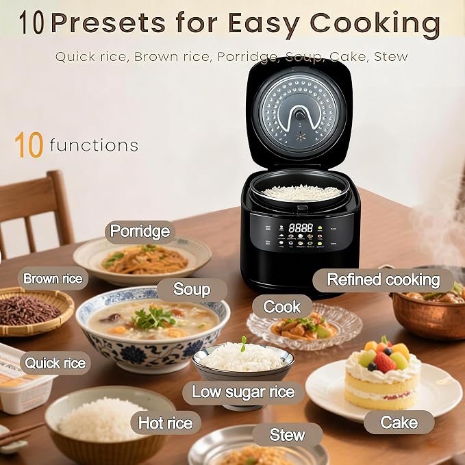 Mini Protable Smart Rice Cooker,2.1Quart 2L,6 Cups Cooked/3 Cups Uncooked | 400W Non-Stick Rice Maker with Steamer Basket,24 H Auto Keep Warm, Timer Delay, Fast Cooker for Dorm, Office & Small Families