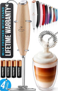 Zulay Kitchen Powerful Milk Frother Wand With Duracell Batteries - Ultra Fast Handheld Drink Mixer - Electric Whisk Foam Maker for Coffee, Lattes, Cappuccino & Matcha - Z1 Motor - Maple