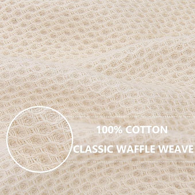 Homaxy 100% Cotton Waffle Weave Kitchen Dish Cloths, 4-Pack, Beige | 12 x 12 Inches, Ultra Soft Absorbent Dish Towels, Quick Drying Dish Rags with Hanging Loop