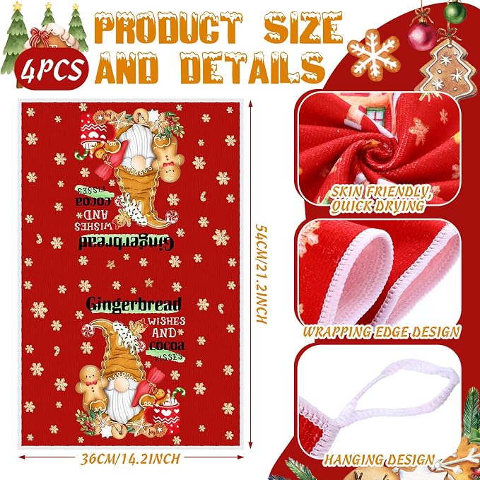 SiliFine 12 Pcs Christmas Kitchen Accessories Set Gingerbread Man Pot Holders Gingerbread House Oven Mitts Xmas Candy Kitchen Towels for Christmas Home Decorations, Cooking Baking Holiday Gifts