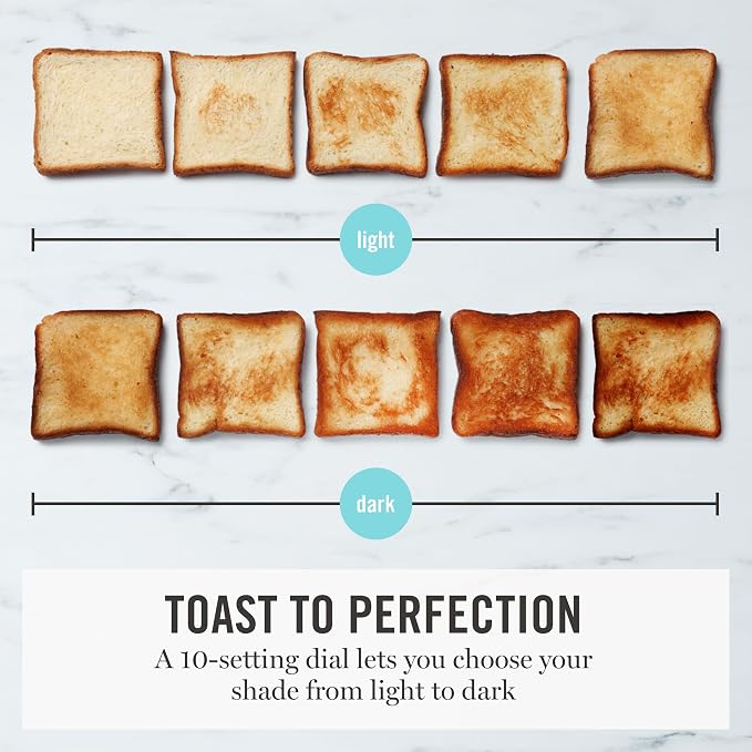 Martha Stewart 2 Slice Long Slot Toaster, Extra Wide, Caviar Gray | 10 Shade Settings, 10” Wide Slot, Sourdough, Bagels, Artisan Bread & Waffles, Smart Centering, Removable Crumb Tray