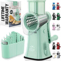 Zulay Kitchen Rotary Cheese Grater 5 Blade Cheese Shredder - Manual Hand Crank Cheese Grater With Reinforced Suction & 5 Interchangeable Drums - Easy to Use, Vegetable Chopper Round Mandoline Slicer