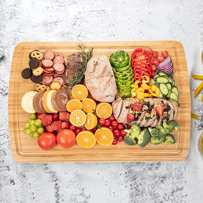 30 Inch Extra Large Bamboo Cutting Board for Kitchen, Wooden Stove Top Cover Noodle Board, Meat Cutting Board for BBQ with Juice Groove, Over the Sink Cutting Board