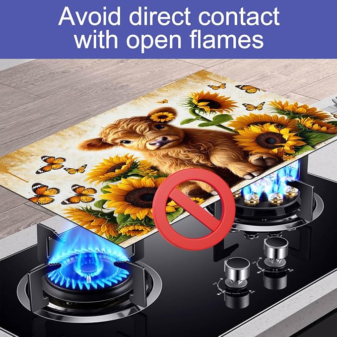 HOMETITUTE Highland Calf Stove Top Cover 28x20 Sunflower Diatomite Mat