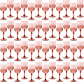 48Pack Plastic Wine Glasses, 7oz Vintage Goblets for Wedding | Unbreakable Crystal Style Reusable Stemware, Elegant Rose Gold Drinking Glass for Party Anniversary & Holiday Celebration