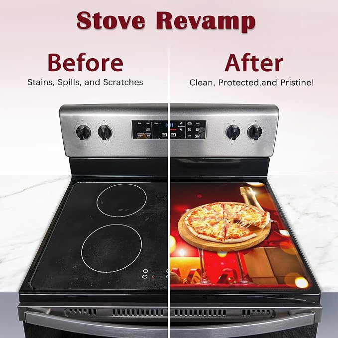 Electric Stove Top Cover Protector,Rose Wine Glasses Romantic Glass Flat Top Stove Mat,Heat-Resistant Oven Induction Cooktop Mat for Ceramic Countertop Mats Dish Drying Mat