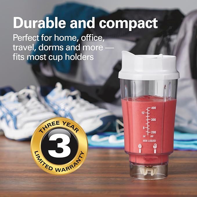 Hamilton Beach Portable Blender for Shakes and Smoothies, 14 Oz BPA Free Travel Cup & Lid, Durable Stainless Steel Blades, Personal Smoothie Blender, White (51101V) (Pack of 4)