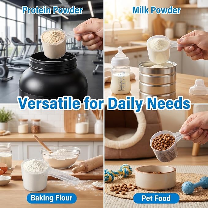 2 Pack 100ml/20tsp/50g Scoop for Creatine,Protein,Powders,Cooking,Recipes,Lab,Food Grade,Plastic PP Material,BPA-free,Meets FDA Standards