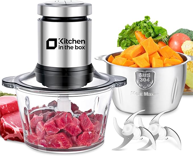 Kitchen in the box 8 Cups Food Processors Small Food Chopper,2 Blades&Bowls