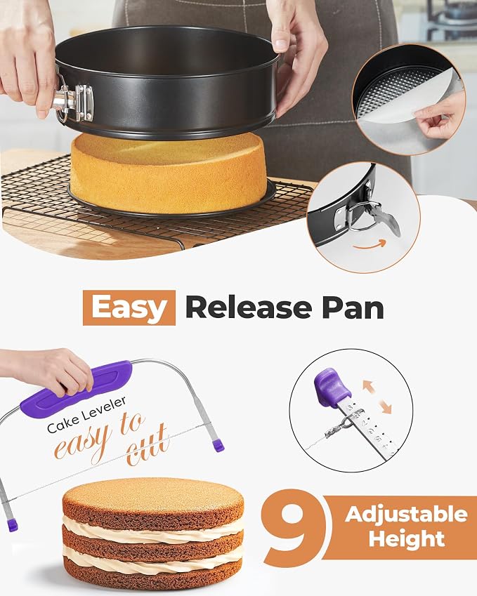 Kootek 700 Cake Decorating Kit Baking Supplies Tools for Beginners & Pros | Complete Kit, Fondant Tools, Cake Stand Turntable for Decorating, Piping Bags and Tips Set, Cake Leveler, Pattern Chart