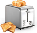 Simple Deluxe 2-Slice Toaster, 6 Browning Setting and 3 Function Stainless Steel Toaster, Extra Wide Slot & Removable Crumb Tray, for Bread & Waffle, Silver