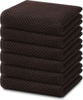 Homaxy 100% Cotton Waffle Weave Kitchen Dish Towels 6-Pack, Dark Brown | 13 x 28 Inches, Ultra Soft Absorbent Dish Towels, Quick Drying Cleaning Towels