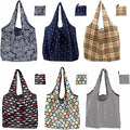 Foldable Reusable Shopping Bags,6 Pack Heavy Duty Tote for Grocery | Lightweight Polyester, machine washable. Compact fold fits in purse. Sturdy 50lb capacity. Great for groceries&travel,Beach