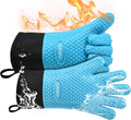 Silicone Oven Mitts Gloves - Heat Resistant, Non-Slip for BBQ, Grilling | 450°F Double-Layer｜Waterproof Kitchen Cooking Barbecue Mittens ｜5 Finger Hot Mitt for Baking, Smoker& Cast Iron(XL-XXXL)