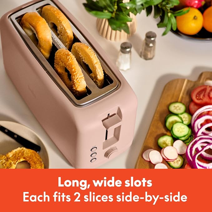bella Fits-Anywhere™ Slim Toaster, 4 Slice Extra Long & Wide Slot, Blossom