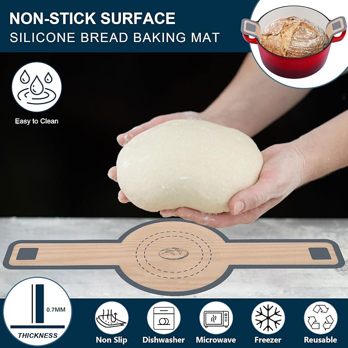 E-far 5 Quart Enameled Cast Iron Dutch Oven, 2 in 1 Dutch Oven Pot with Skillet Lid and Silicone Bread Sling, Ideal for Bread Baking, Cooking, Stewing, Frying, Induction & Oven Safe - Red
