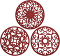 Smitchraft Silicone Trivets Hot Dishes, Pots & Pans, Hot Pads Kitchen Quartz Countertops, Pot Holders Trivet Mat, Non-Stick Heat Resistant Mats Counter & Table, Burgundy Red Kitchen Accessories Set 3