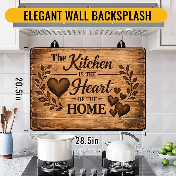 NYZE Stove Top Cover for Electric Glass Stove, 28" x 20" Flat Top Cooktop Protector, Electric Cooktop Cover, Rustic Kitchen Decorative Extra Counter Space for Kitchen