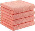 Homaxy 100% Cotton Terry Kitchen Towels, 4 Pack, Coral | Ultra Soft and Absorbent Dish Towels for Kitchen, Suitable for Drying and Washing Dishes