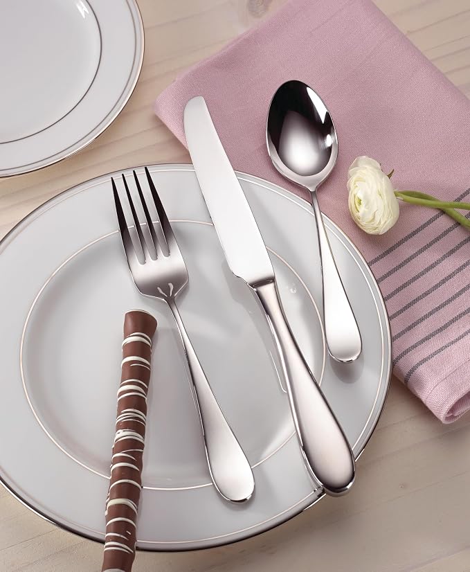 Reed & Barton Dalton 5Pc Flatware Place Setting, 5 Piece, Silver | silver, dishwasher safe | includes knives, forks, and spoons | heavy duty, cutlery set for kitchen and dining, utensil set