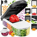 Fullstar Pro Core Vegetable Chopper & Mandoline Slicer, Meal Prep Essential | 6 in 1 Veggie Slicer, Onion & Fruit Slicer with Julienne, Grater & Dicer Stainless Steel Blades + Container (White)