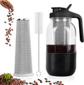Cold Brew Coffee Maker, 64oz Mason Jar Pitcher with Stainless Steel Filter, Leak-Proof Lid with Pour Spout & Handle, Heavy Duty Glass Iced Coffee Tea Brewer with Protective Silicone Sleeve-Black