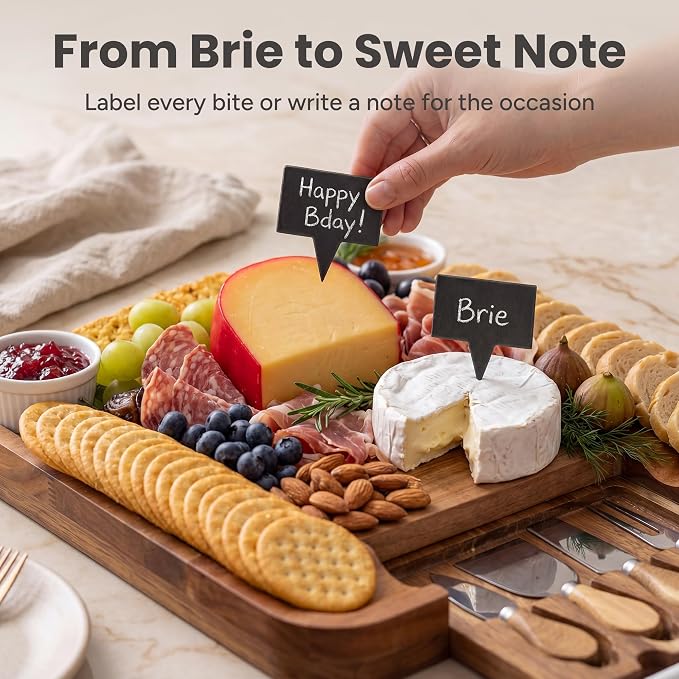 SMIRLY Charcuterie Board Set with Serving Accessories, Acacia | Serving Board Gift for Housewarmings, Weddings and Birthdays, Great for Hosting parties, Wine Nights and Celebrations