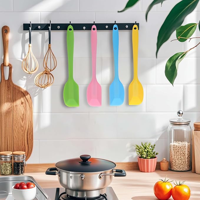 4 Pcs Silicone Spatulas Rubber Spatula Small Spatula,8 Inch Baking Mini Spatula Mixing Tool for Nonstick Cookware Cooking