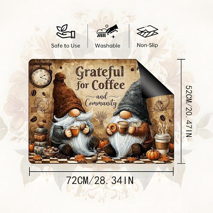 Gnome Stove Top Cover Mat, Coffee Kitchen Decor, 28.5 x 20.5 In (Santa Claus)