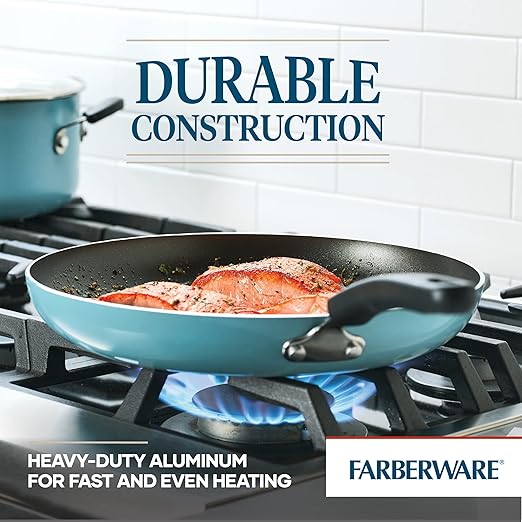 Farberware Cookstart Aluminum DiamondMax Nonstick Frying Pan, Large Skillet, 12.25-Inch, Aqua